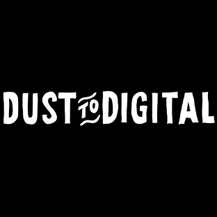 dust to digital white logo on black background