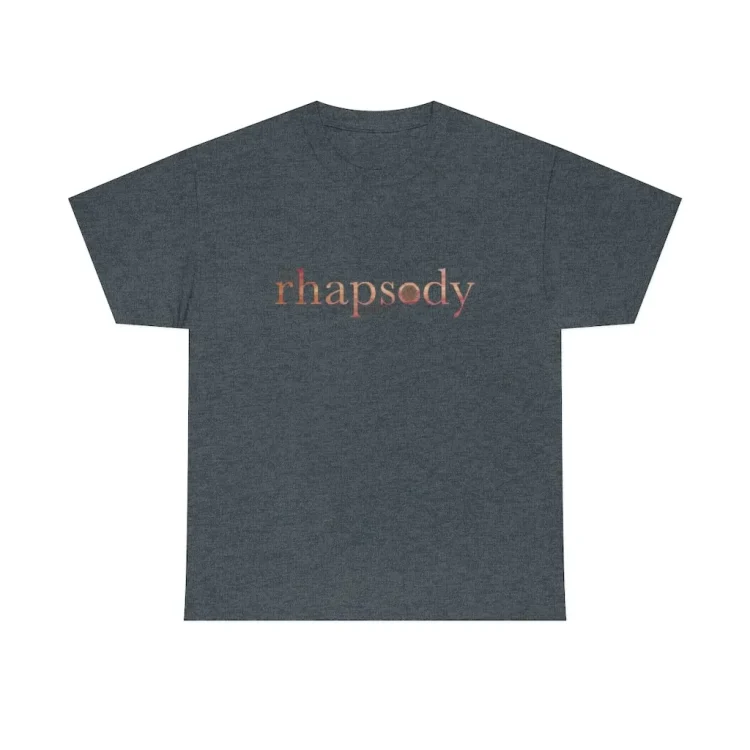 dark heather unisex cotton tee with the rhapsody project logo