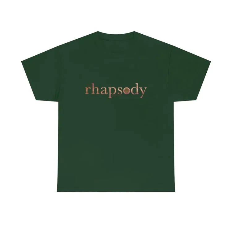 forest green unisex heavy cotton tee with the rhapsody project logo