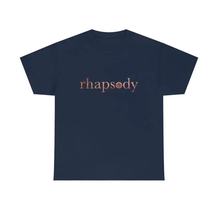 navy unisex heavy cotton tee with the rhapsody project logo